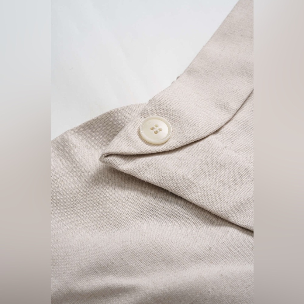 Micas Linen Button Asymmetrical Ruched Barrel Trousers S CC18-5 - Picture 7 of 9